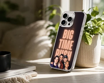 Big Time Rush members and bold typography phone case — Lifestyle