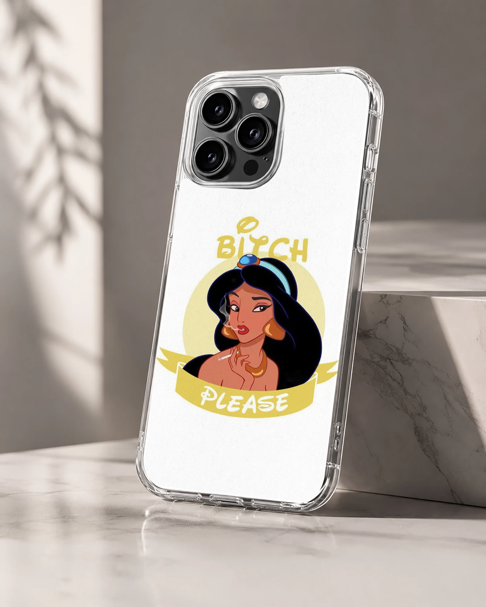 Cartoon design with 'Bitch Please' text on phone case