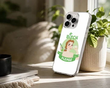 Cartoon woman with drink and 'Bitch Please' text on phone case — Lifestyle