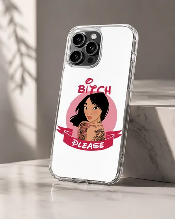 Bitch Please design featuring bold typography and cartoon style on phone case