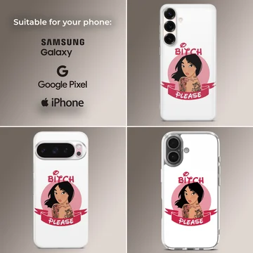 Bitch Please design featuring bold typography and cartoon style on phone case — Collage