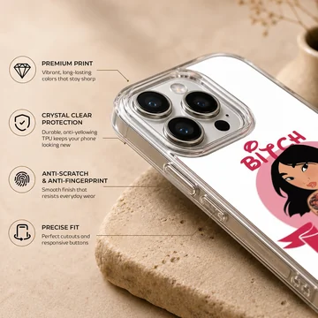 Bitch Please design featuring bold typography and cartoon style on phone case — Info