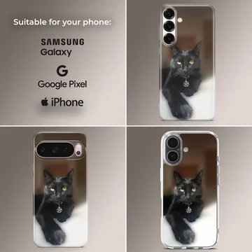Photographic black cat with pentacle charm phone case — Collage