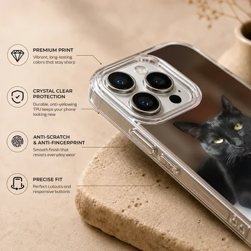 Photographic black cat with pentacle charm phone case — Info