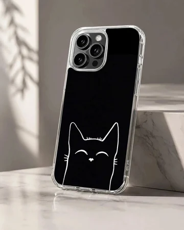 Minimalist black cat design on a phone case