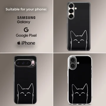 Minimalist black cat design on a phone case — Collage