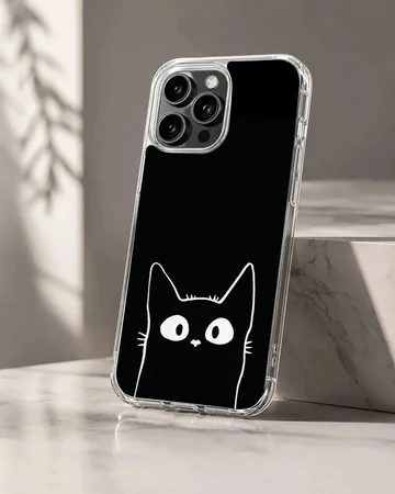 Playful black cat in minimalist design on phone case
