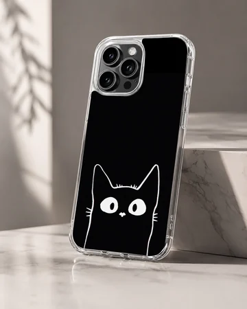 Playful black cat in minimalist design on phone case — Hero