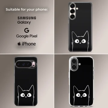 Playful black cat in minimalist design on phone case — Collage