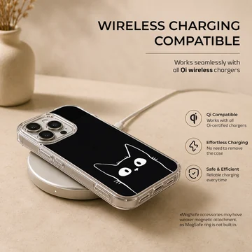 Playful black cat in minimalist design on phone case — Charging