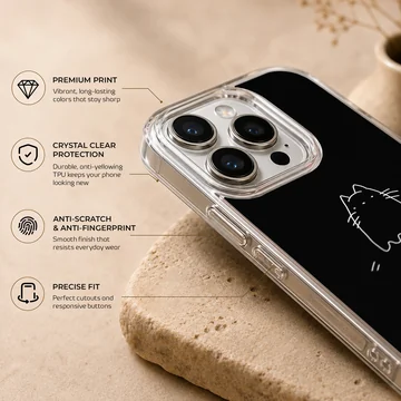 Minimalist black cat design on phone case — Info
