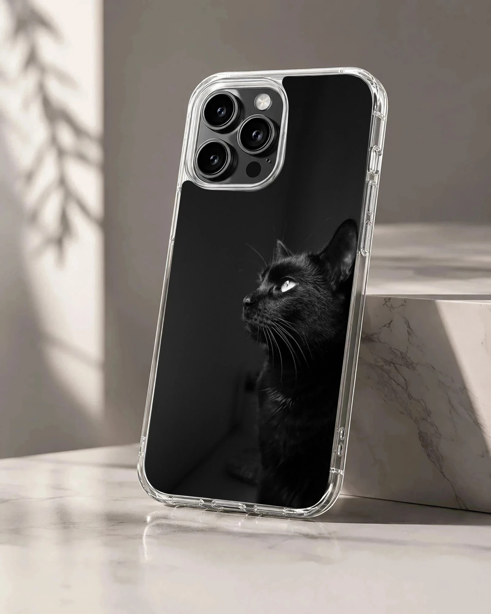 Black Cat phone case with serene feline design