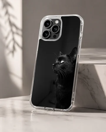Black Cat phone case with serene feline design — Hero