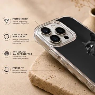 Black Cat phone case with serene feline design — Info