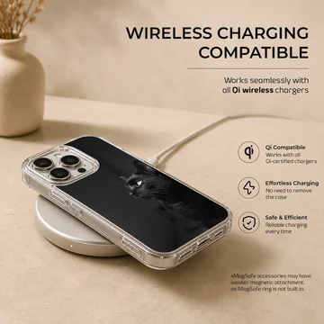 Black Cat phone case with serene feline design — Charging