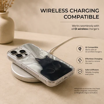 Black cat lounging on soft fabric design phone case — Charging