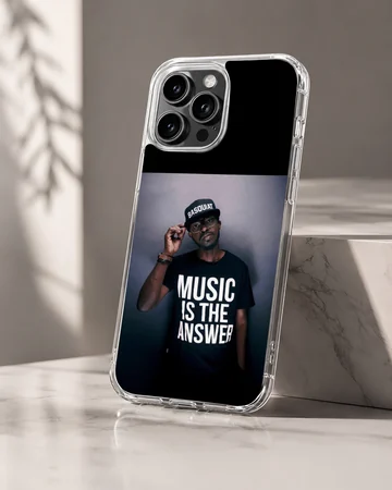 Black Coffee music icons phone case featuring bold typography. — Hero