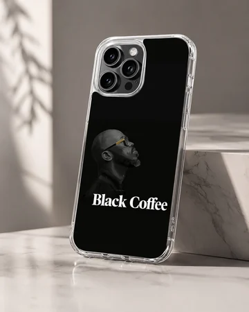 Black Coffee portrait with name on black phone case — Hero