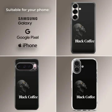 Black Coffee portrait with name on black phone case — Collage