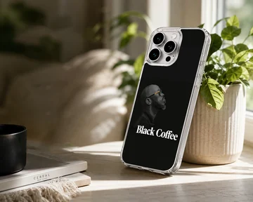 Black Coffee portrait with name on black phone case — Lifestyle