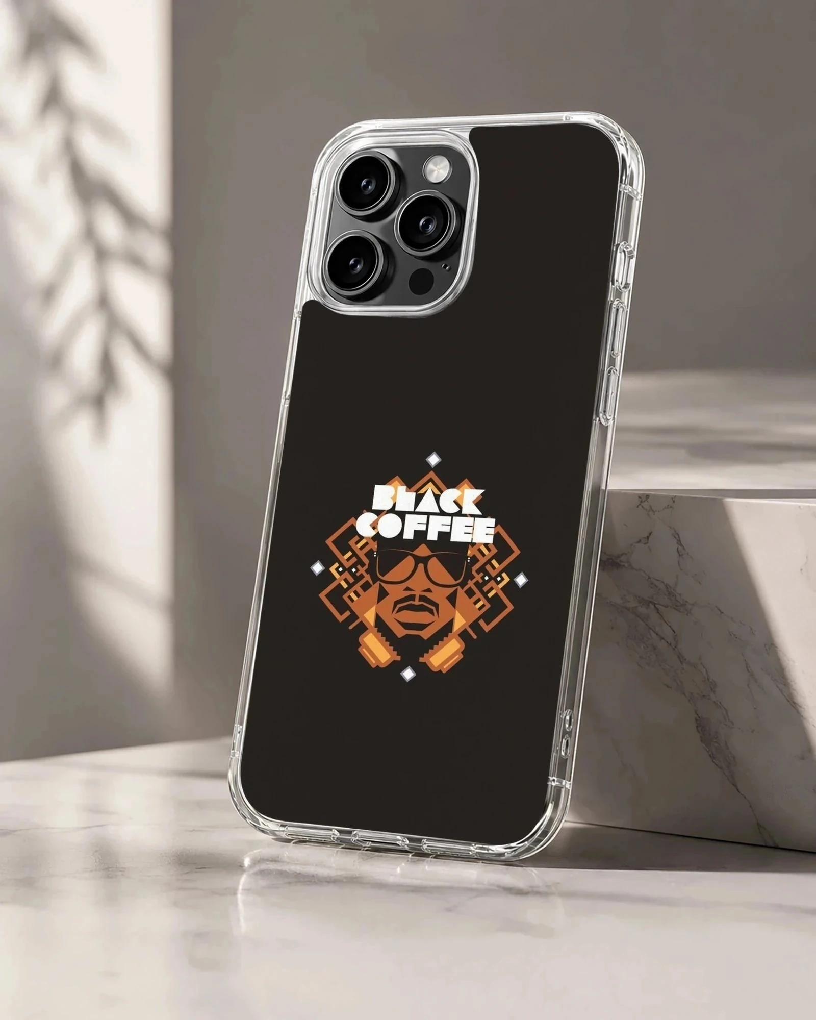 Black Coffee styled digital illustration on phone case