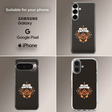 Black Coffee styled digital illustration on phone case — Collage