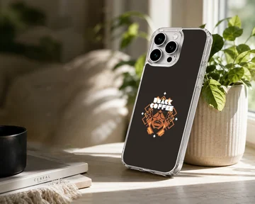Black Coffee styled digital illustration on phone case — Lifestyle