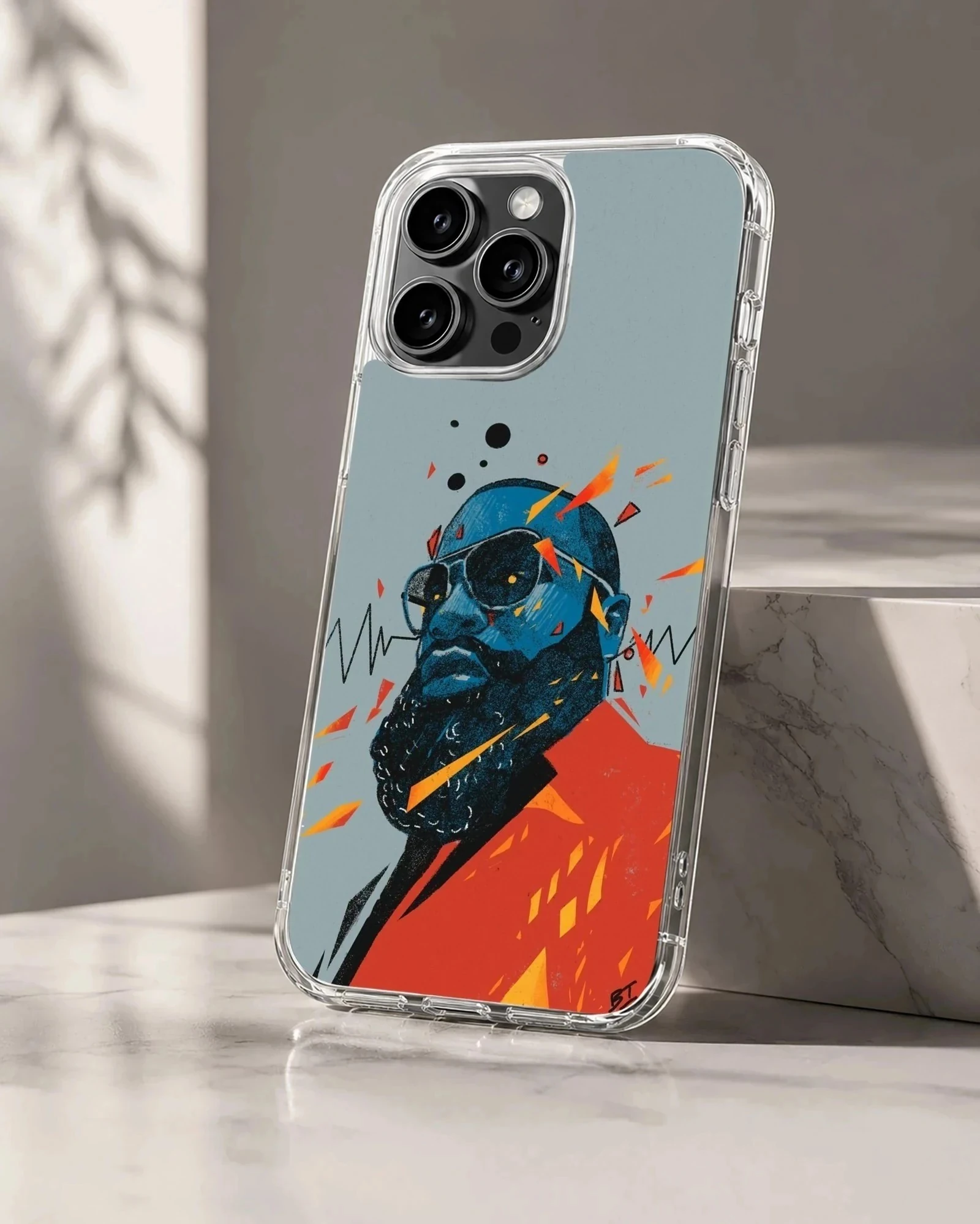 Digital illustration of musical icon Black Coffee on phone case