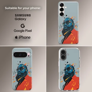 Digital illustration of musical icon Black Coffee on phone case — Collage