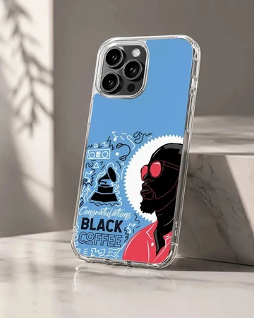 Black Coffee music icon digital illustration on phone case