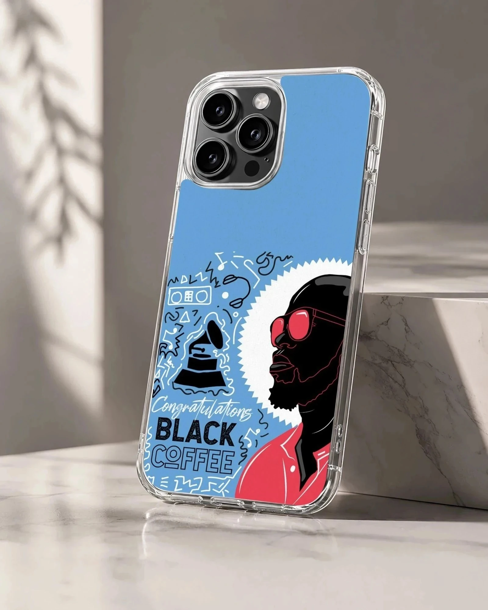 Black Coffee music icon digital illustration on phone case