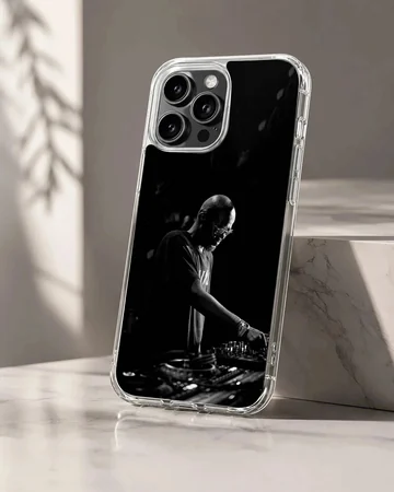Black and white DJ performing design on phone case