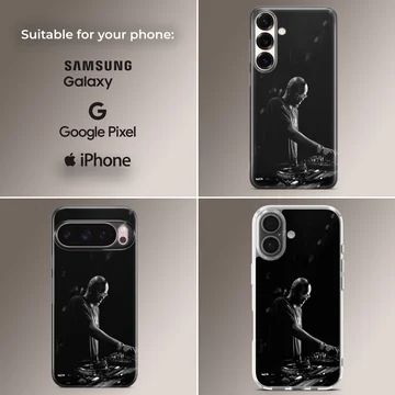 Black and white DJ performing design on phone case — Collage