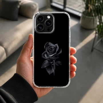 Black flower on a phone case with elegant floral design. — Lifestyle