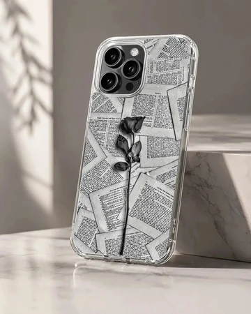 Black Flower design phone case featuring delicate floral artwork.