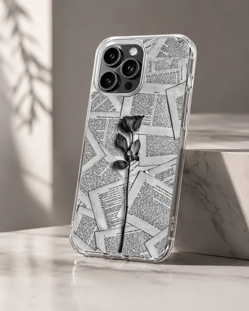 Black Flower design phone case featuring delicate floral artwork. — Hero