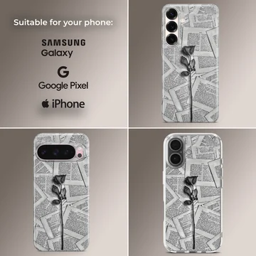 Black Flower design phone case featuring delicate floral artwork. — Collage