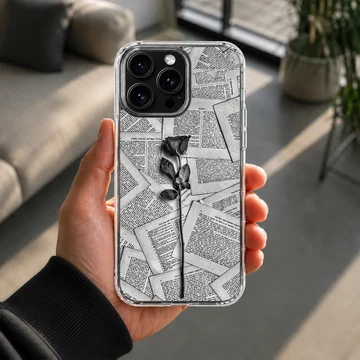 Black Flower design phone case featuring delicate floral artwork. — Lifestyle