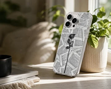 Black Flower design phone case featuring delicate floral artwork. — Lifestyle