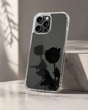 Black flower shadow artistic design on phone case