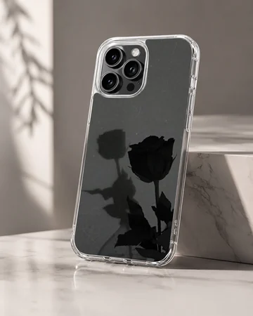 Black flower shadow artistic design on phone case — Hero