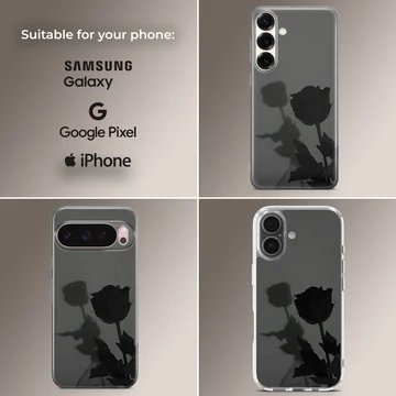 Black flower shadow artistic design on phone case — Collage