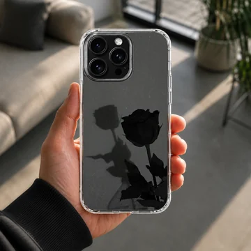 Black flower shadow artistic design on phone case — Lifestyle