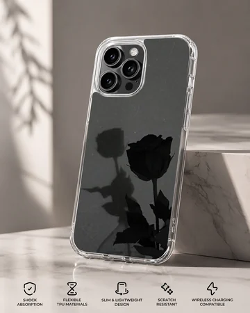 Black flower shadow artistic design on phone case — Specs