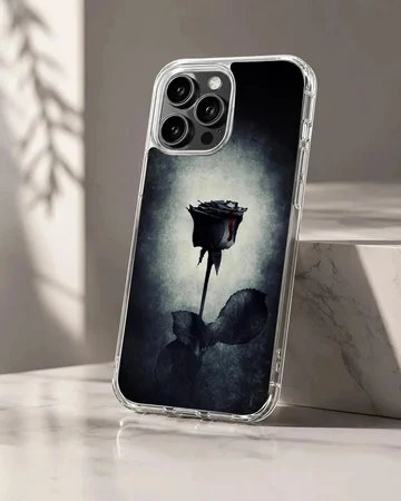 Black flower design on phone case