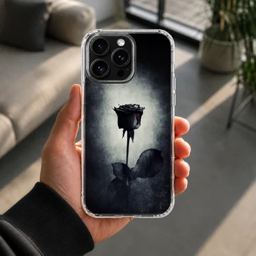 Black flower design on phone case — Lifestyle
