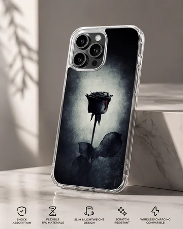 Black flower design on phone case — Specs
