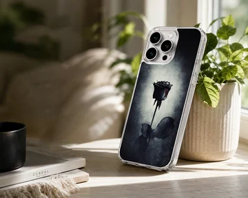 Black flower design on phone case — Lifestyle