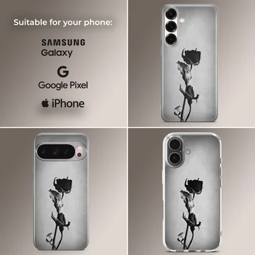 Black flower photographic artwork on phone case — Collage