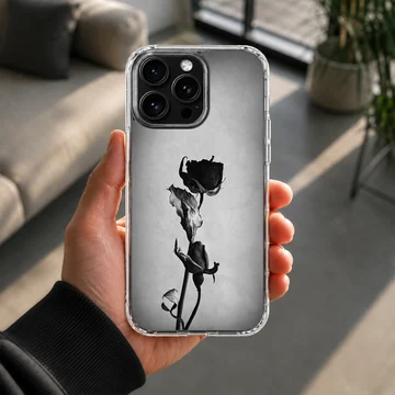 Black flower photographic artwork on phone case — Lifestyle